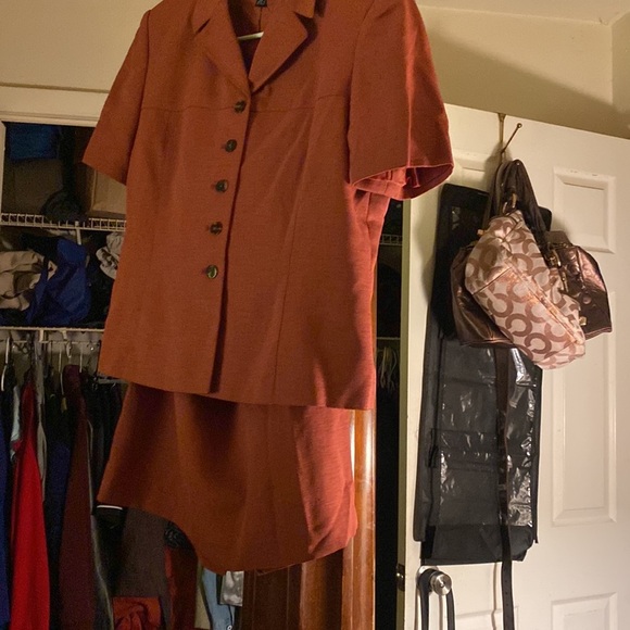 2 PCs button down shirt set short sleeve skirt set Russ string business presence - Picture 3 of 8